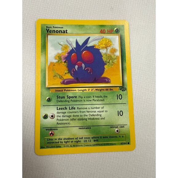 Venonat Basic Pokémon 1999 Trading Card - Picture 1 of 2